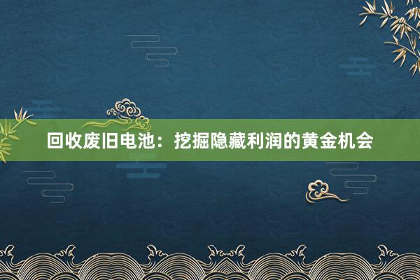 回收废旧电池：挖掘隐藏利润的黄金机会